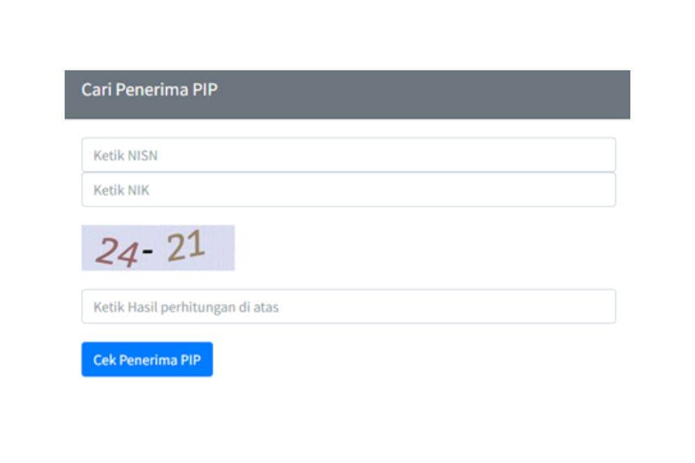 Laman untuk cek penerima PIP
