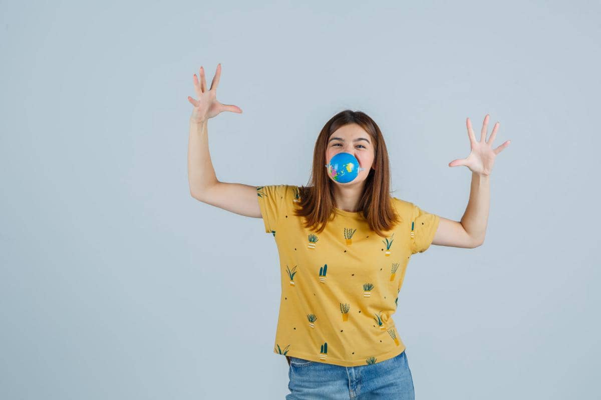 ilustrasi remaja meniup balon