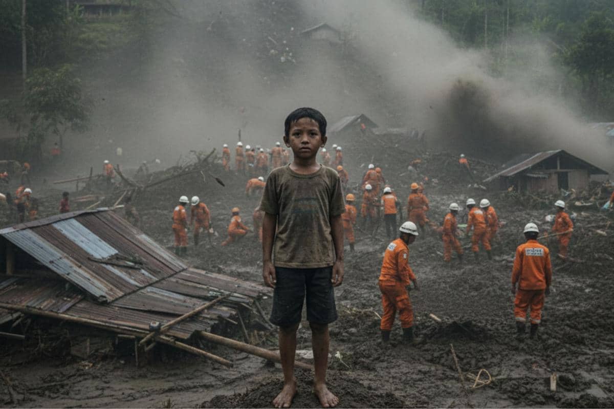 Ilustrasi anak terdampak bencana longsor 