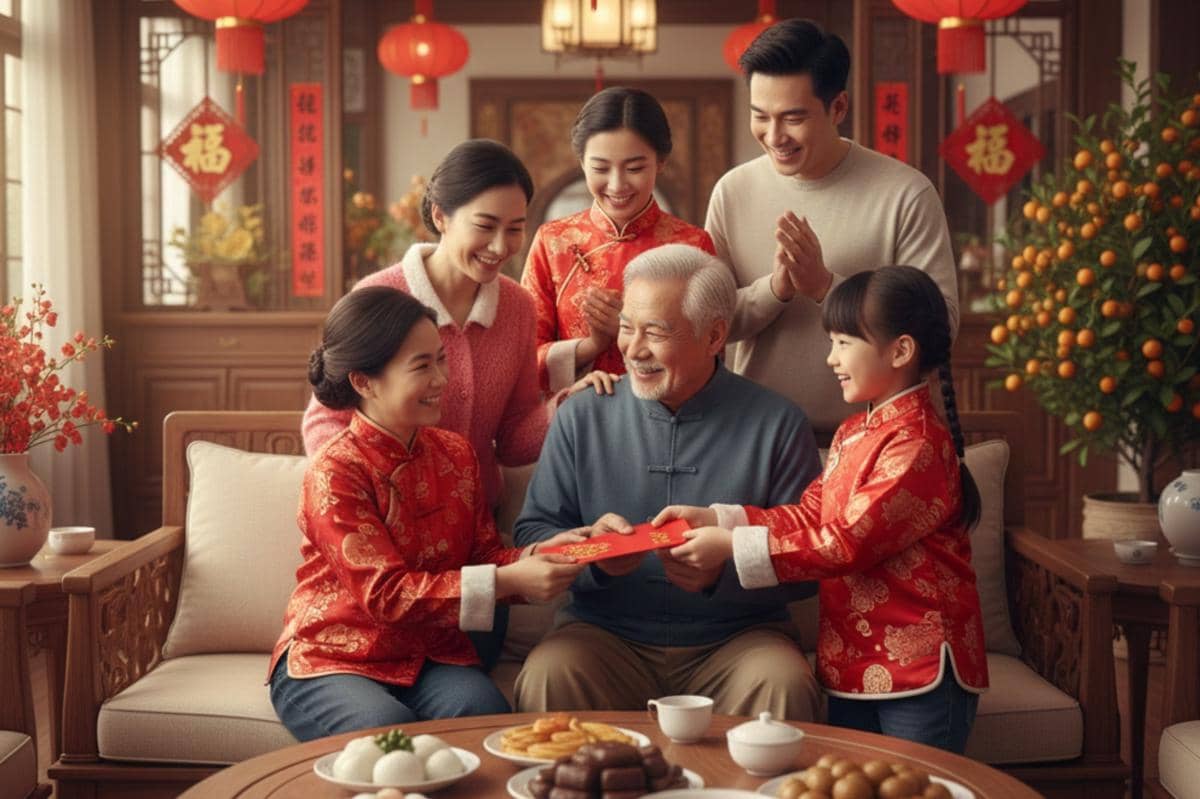 keluarga merayakan Imlek