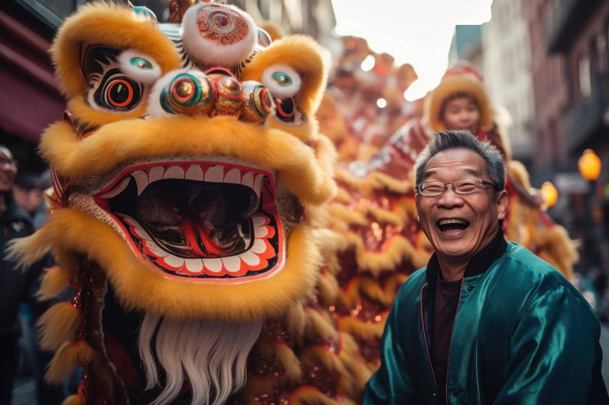 Barongsai sedang menari 