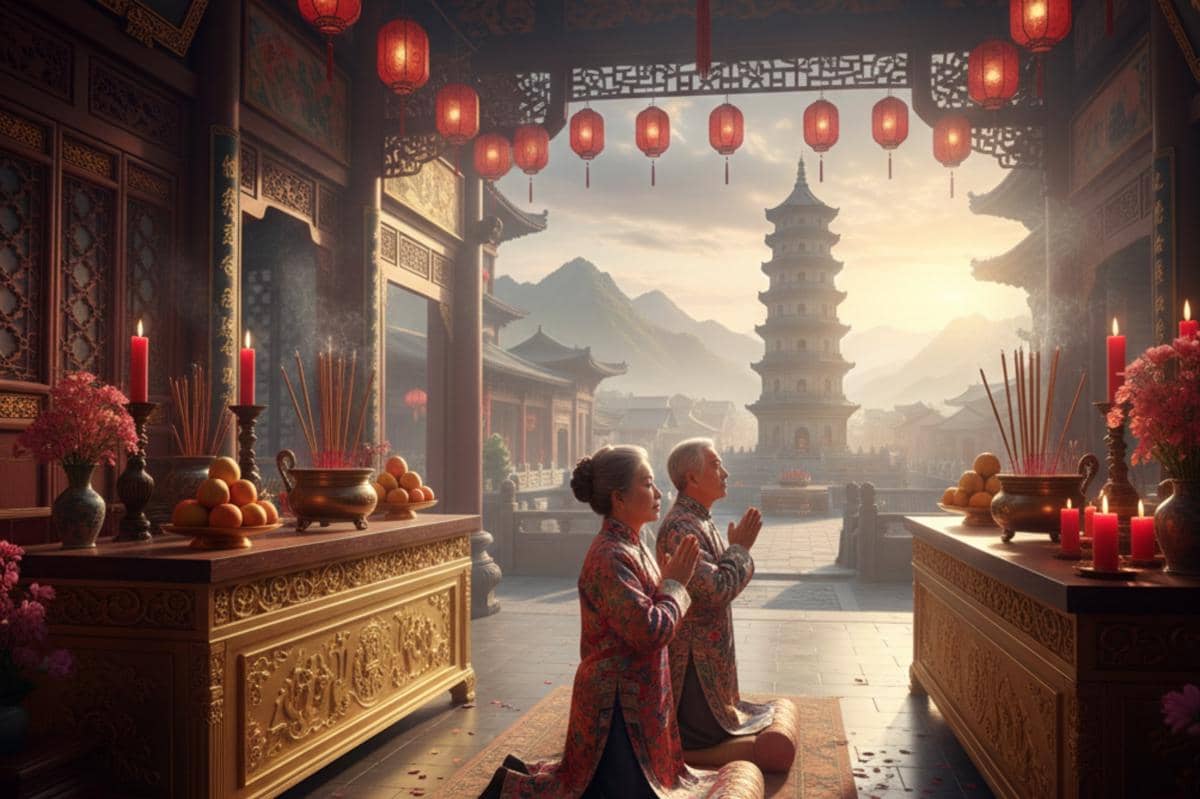 orang Tionghoa sedang berdoa