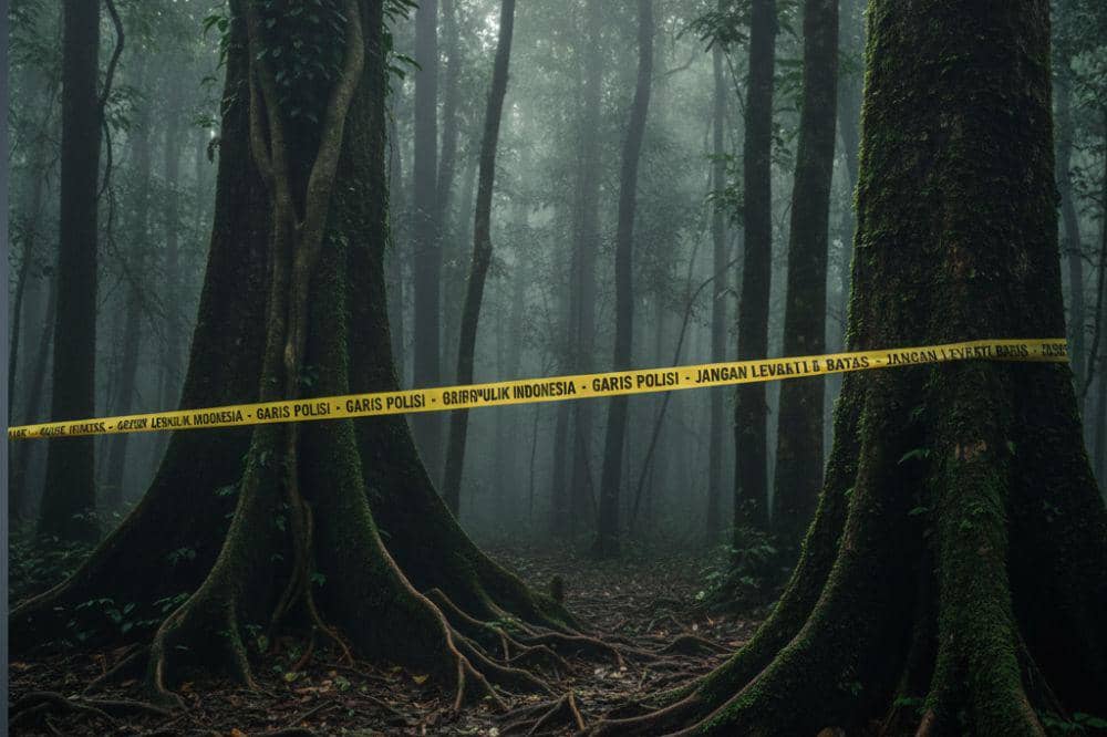 Hutan dengan garis polisi