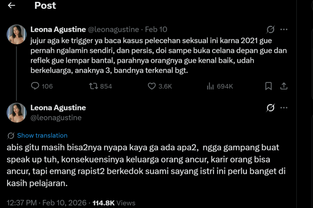 Leona Agustine Buka Suara Dugaan Pelecehan Seksual Oleh Sosok R 2.png
