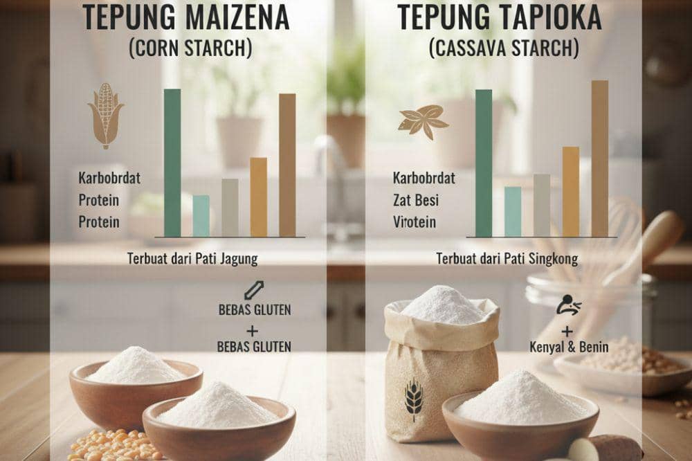 5 Perbedaan Tepung Maizena dan Tapioka yang Sering Salah Digunakan5 Perbedaan Tepung Maizena dan Tapioka yang Sering Salah Digunakan