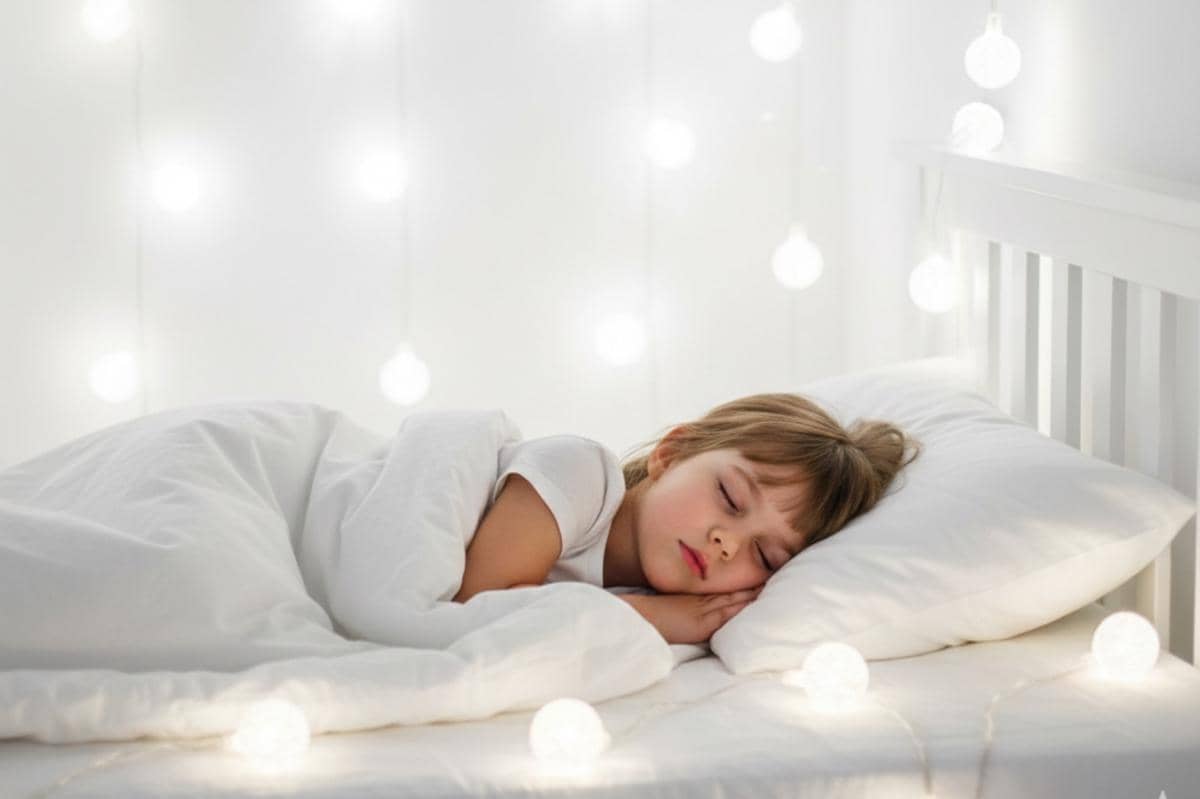 anak tidur nyenyak di kamar tidur