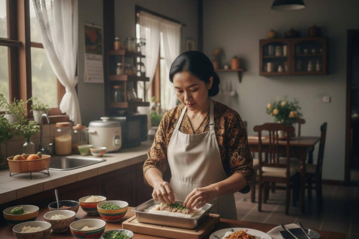 orang sedang masak di dapur