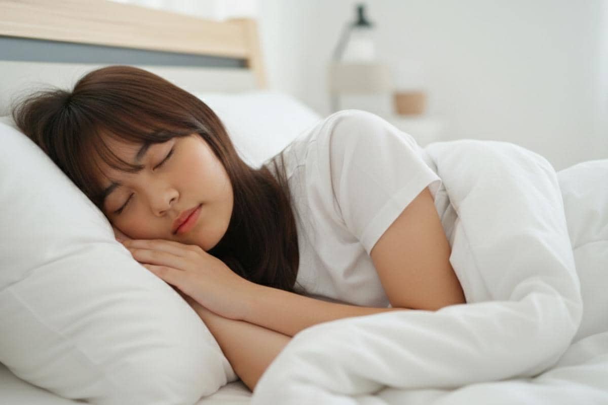 orang sedang tidur dengan nyaman di kasur