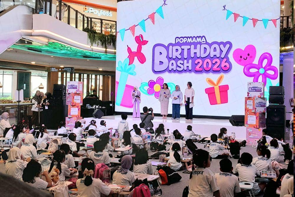 Suasana lomba mewarnai di acara Popmama Birthday Bash 2026