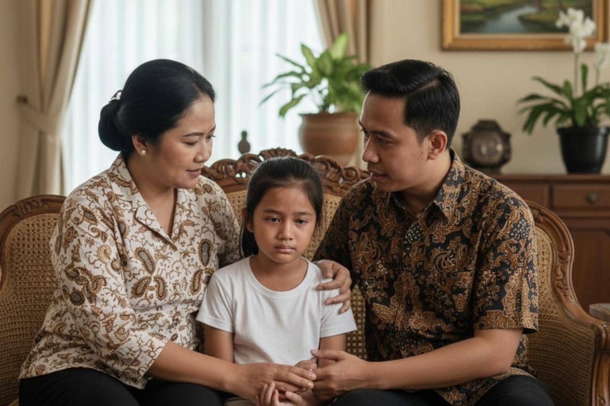 orangtua sedang menasehati anak