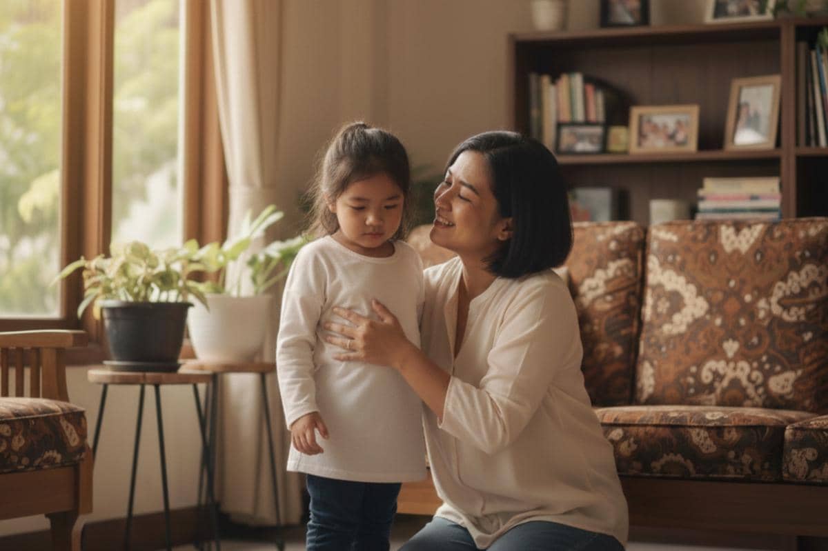 anak kecil sedang dinasehati orangtua