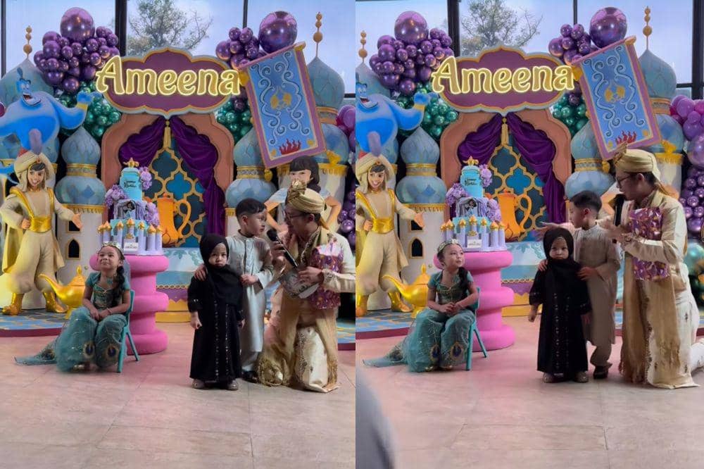 Rayyanza dan Lily di acara ulang tahun Ameena