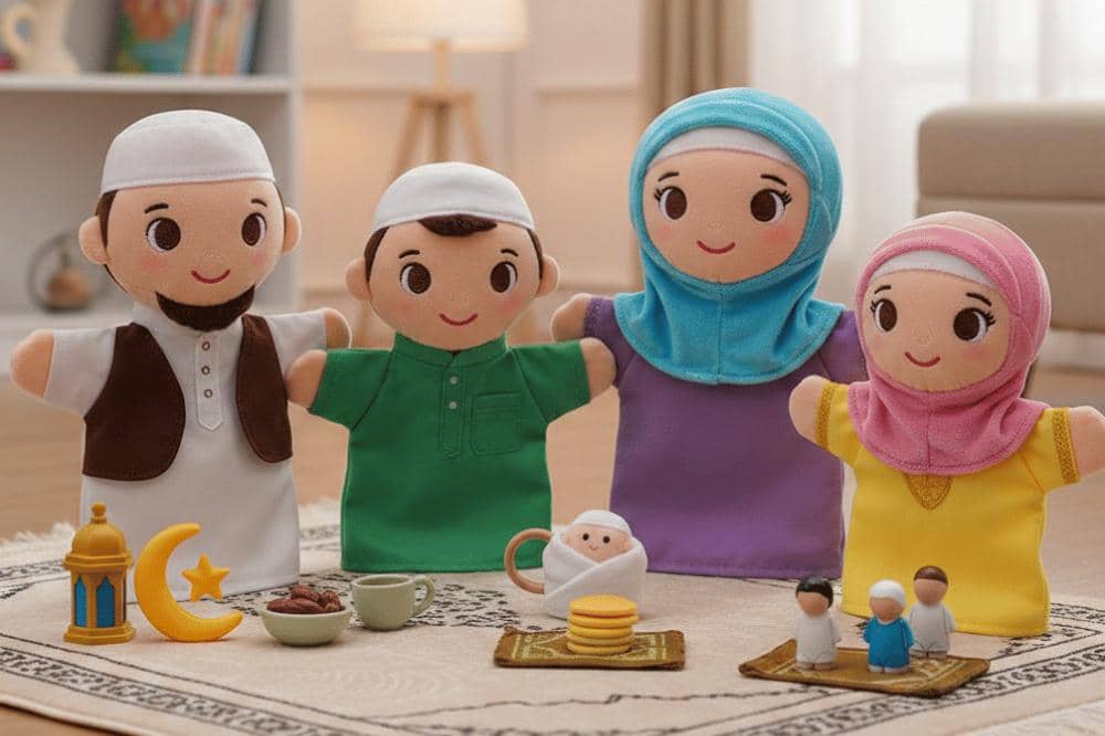 Boneka tangan keluarga muslim