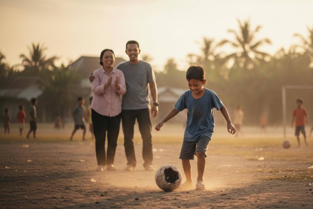 anak sedang bermain bola