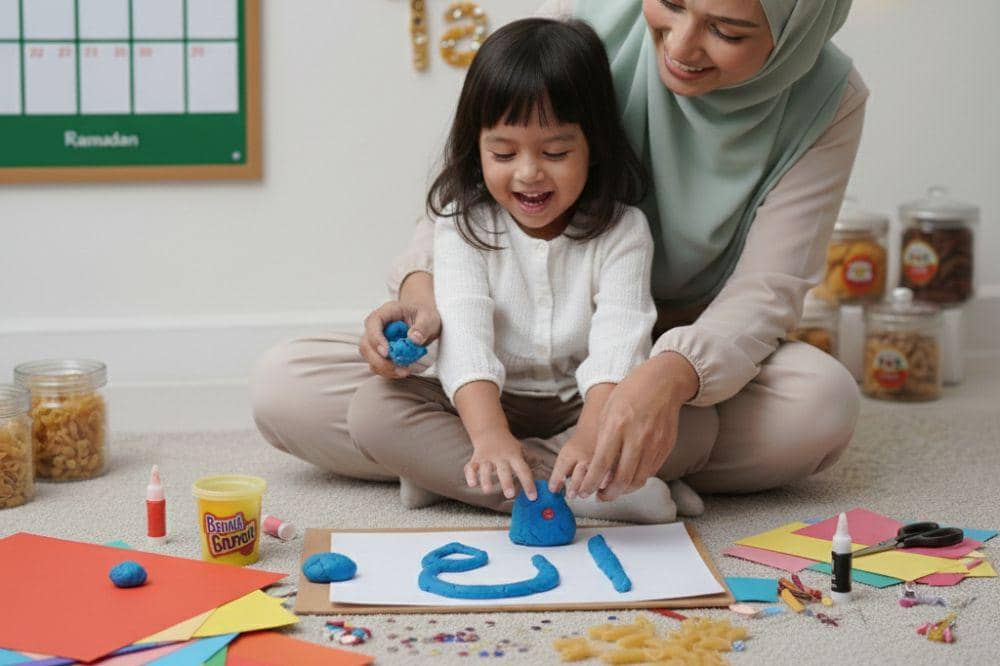 Membuat kerajinan tangan huruf hijaiyah