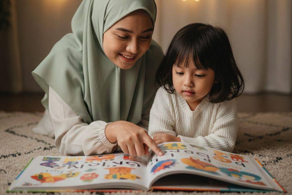 Belajar dari buku cerita huruf hijaiyah