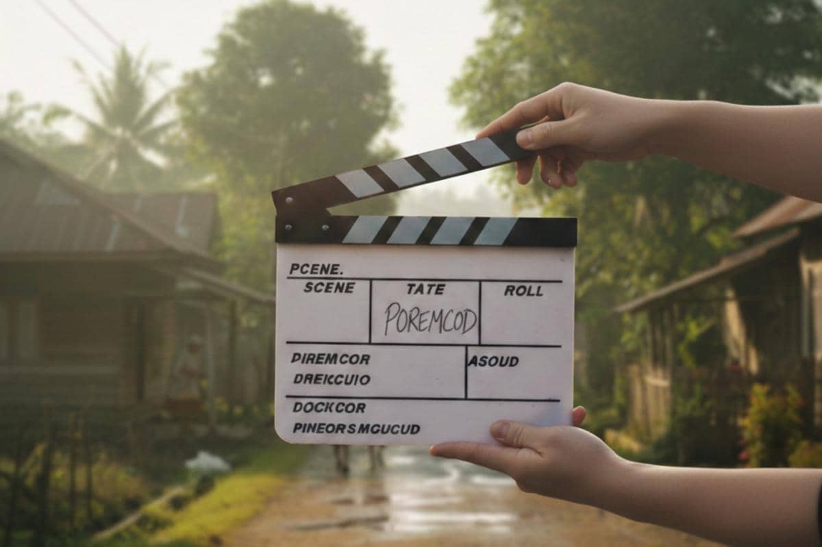 gambar tangan memegang Clapper Board