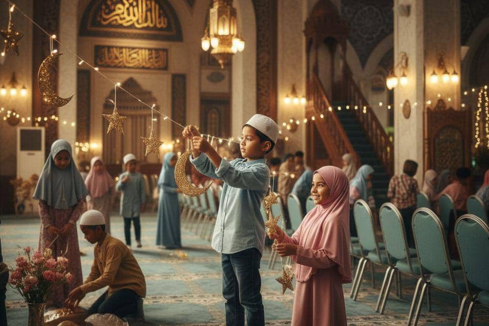 Anak membantu kegiatan di masjid