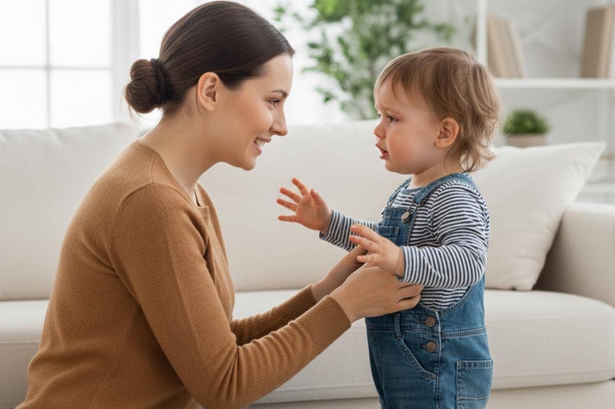 orangtua dan anak sedang saling tatap