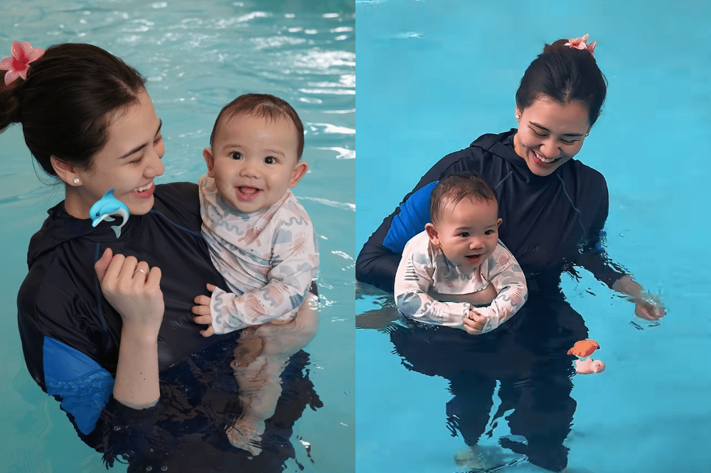 Momen Arash Anak Aaliyah Massaid Belajar Renang, Ditemani Selina