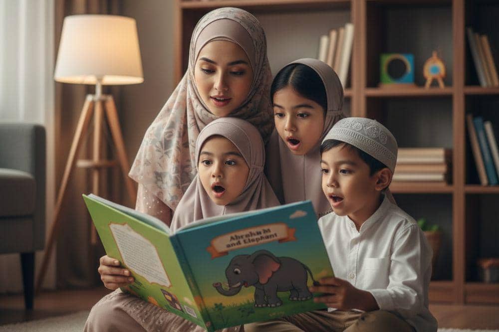 Ibu membacakan kisah nabi pada anak