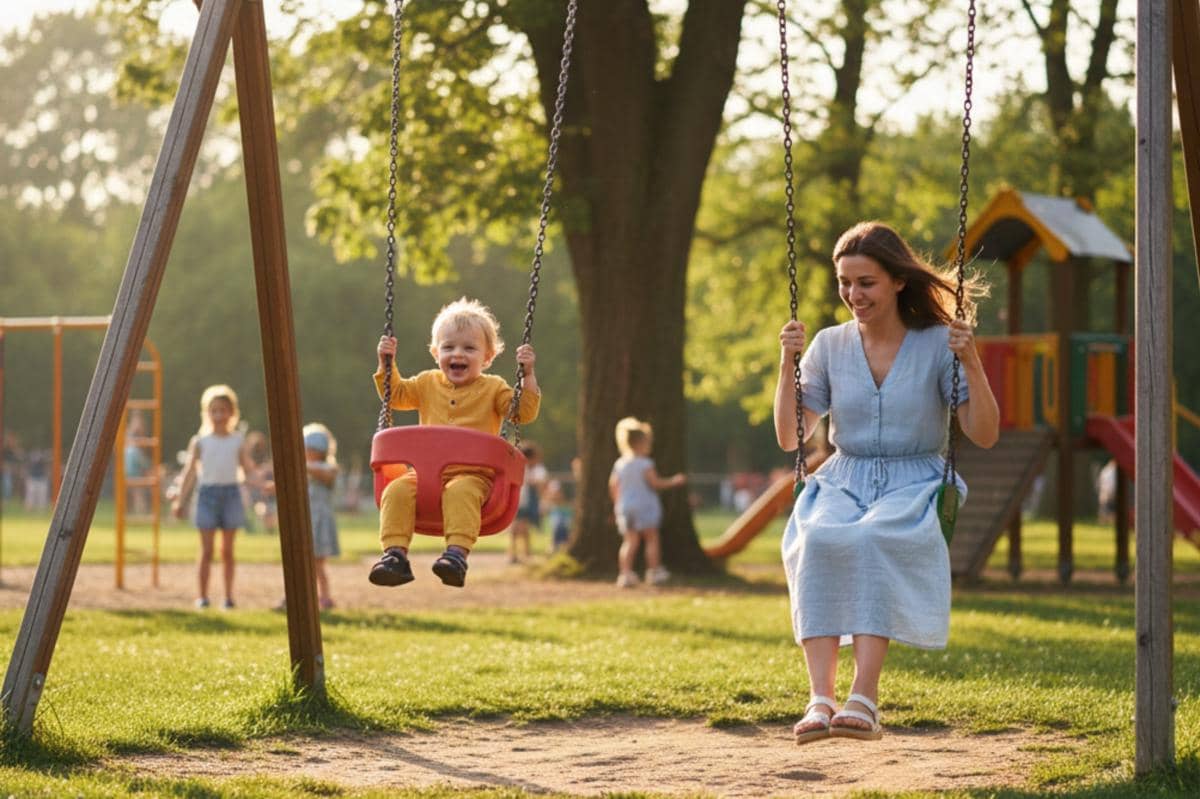 mama dan anak sedang bermain bersama