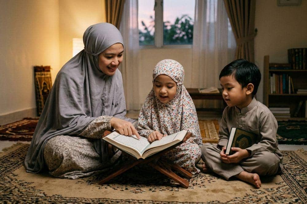 Keluarga sedang mengaji