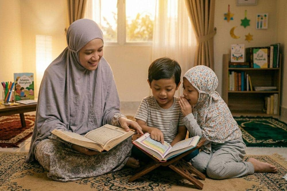 Keluarga sedang mengaji
