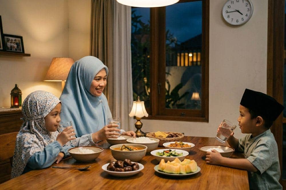 Keluarga sedang sahur