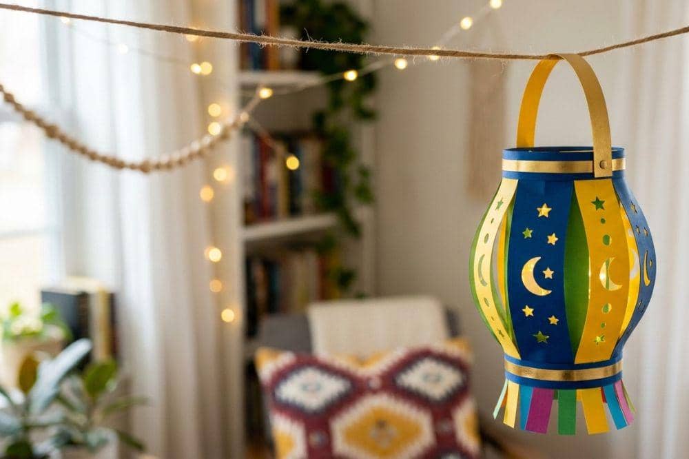 Lampion kertas warna-warni