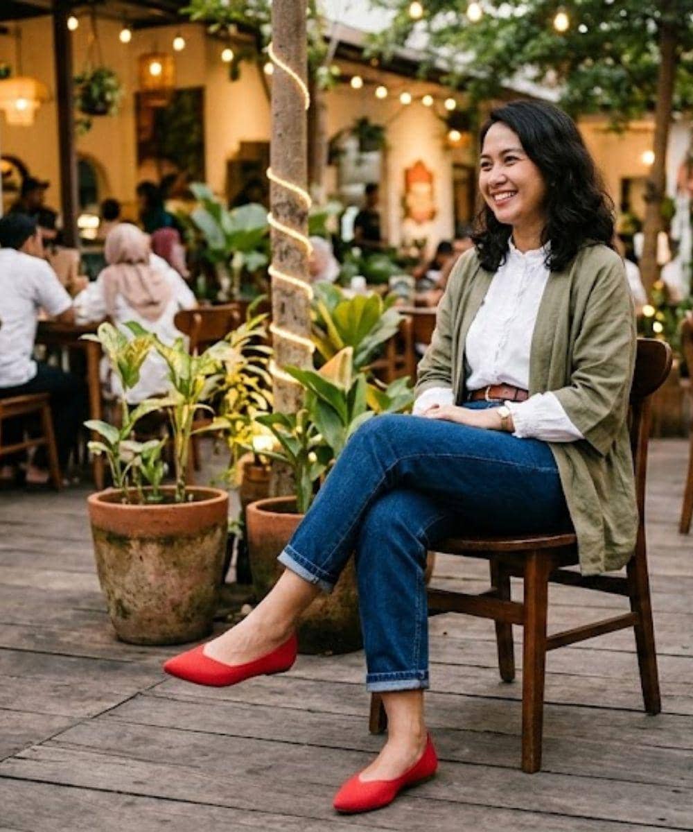 7 Rekomendasi Flat Shoes Warna Merah untuk Bukber