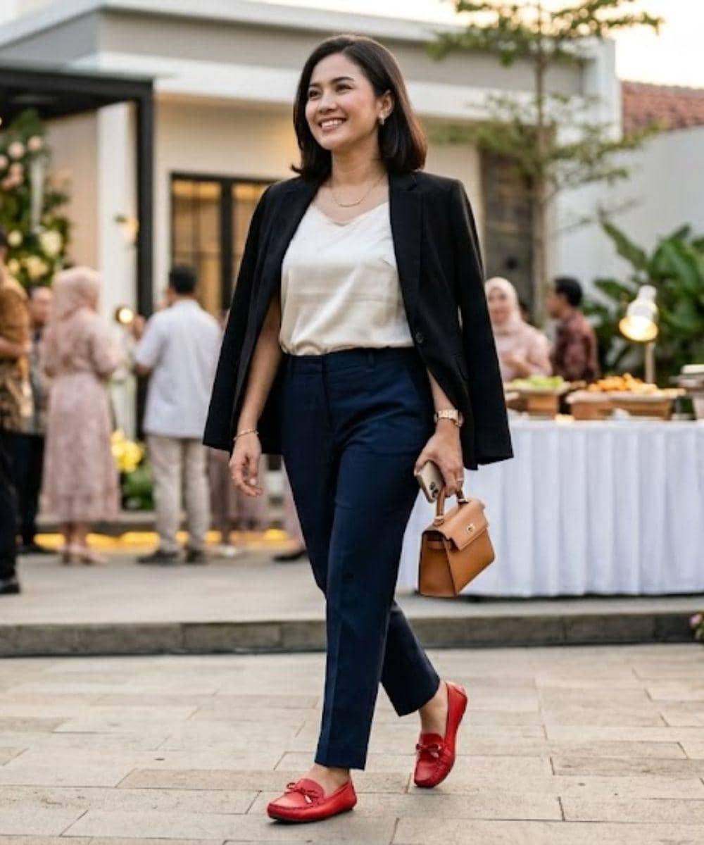7 Rekomendasi Flat Shoes Warna Merah untuk Bukber