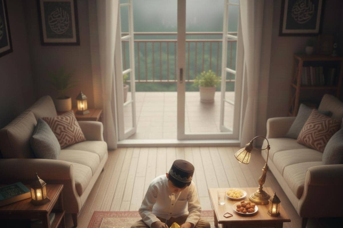 anak membuat kerajinan tangan saat Ramadan