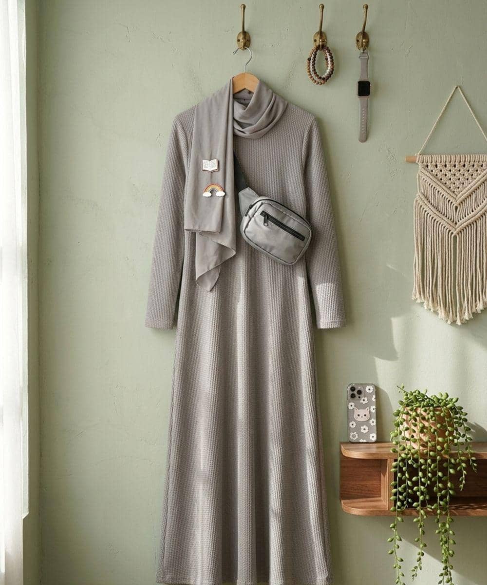 Gamis bertekstur waffle