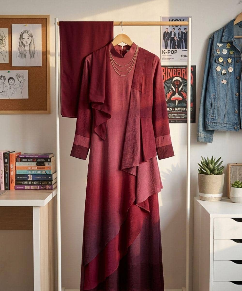 Gamis gradasi tone on tone