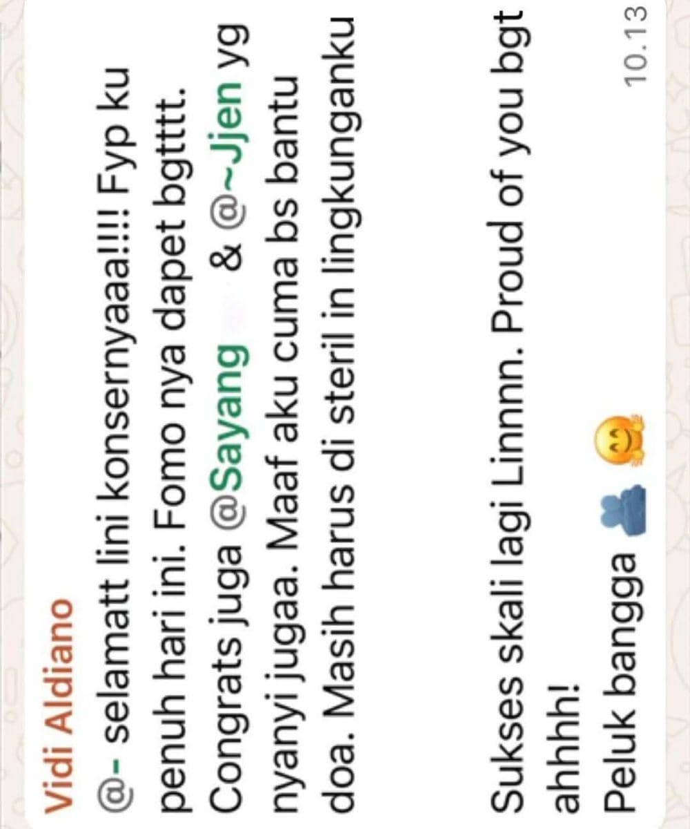 Kumpulan Chat Artis yang Bersaksi Vidi Aldiano Orang Baik 9