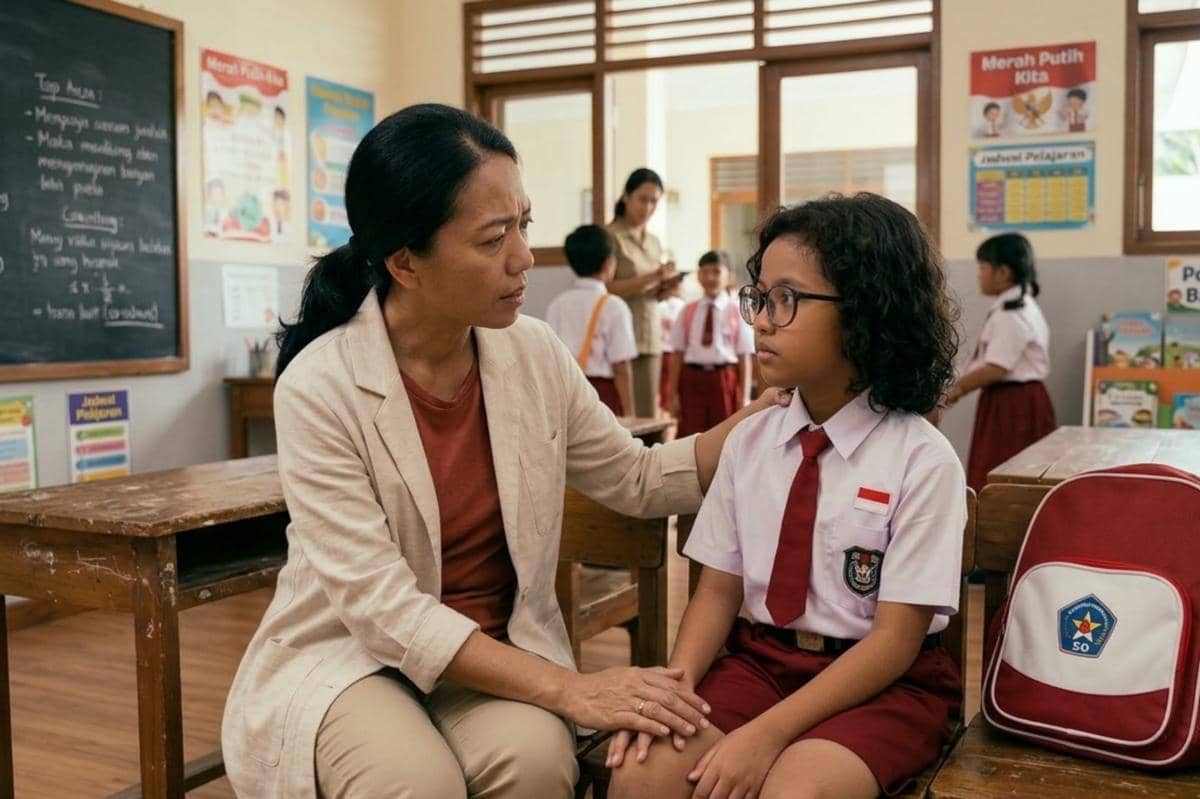 orangtua sedang menghibur anak