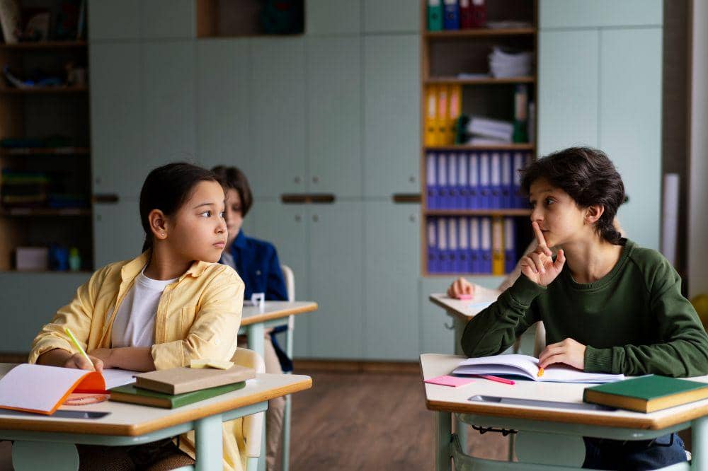 2 anak sedang menjaga rahasia