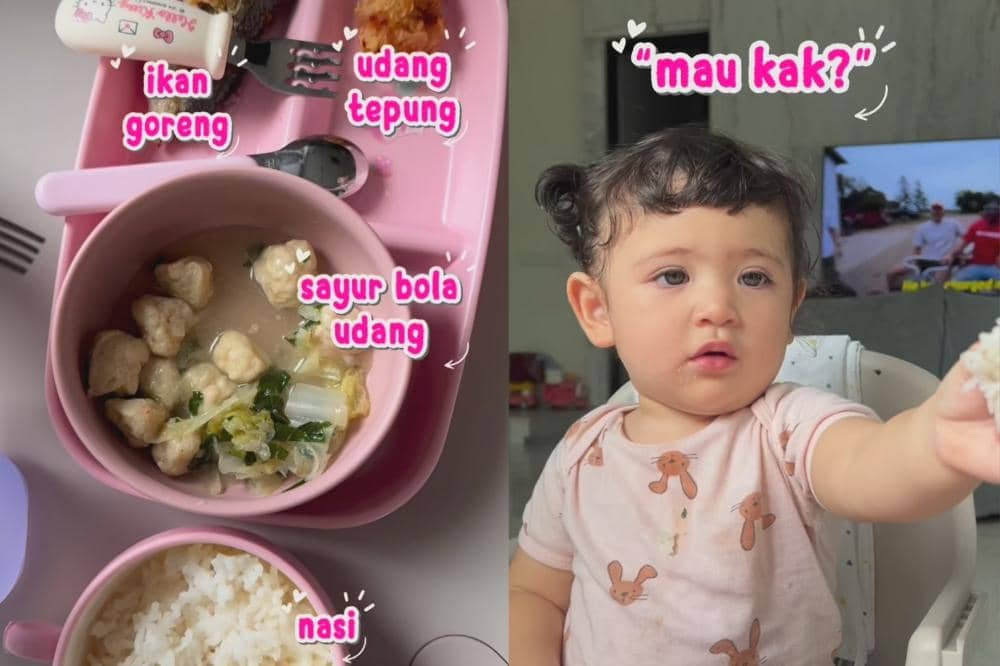 Menu makanan Hagia anak Jedar yang sudah bisa makan sendiri