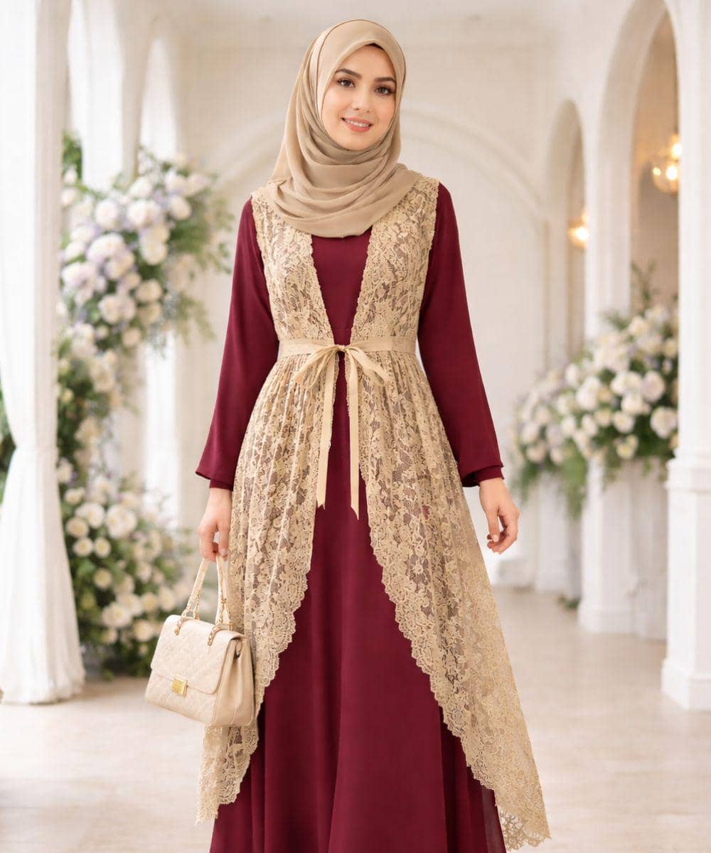 Cara Padu Padan Gamis burgundy agar Bisa Dipakai Kembali  