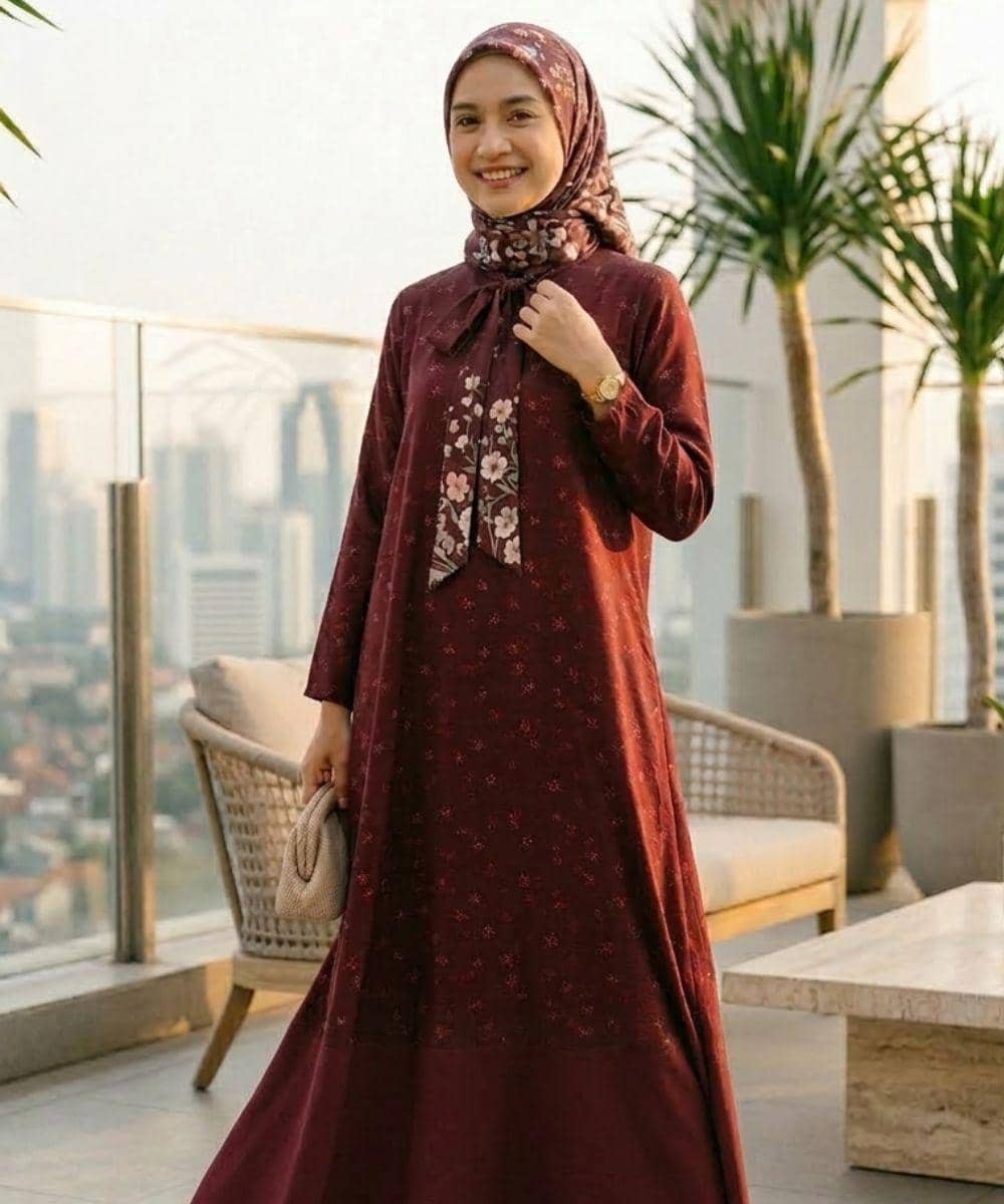 Cara Padu Padan Gamis burgundy agar Bisa Dipakai Kembali 