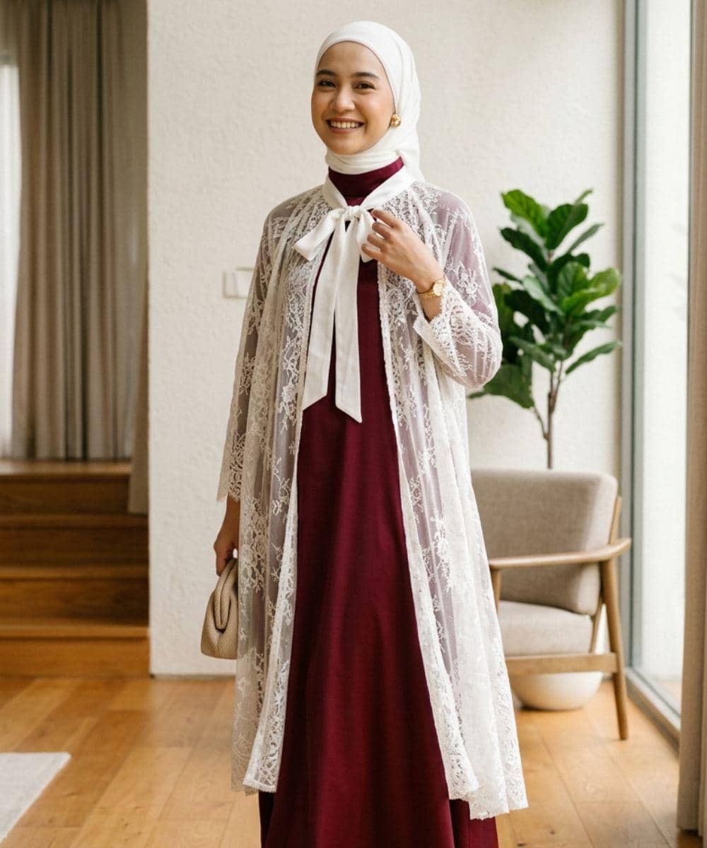 Cara Padu Padan Gamis burgundy agar Bisa Dipakai Kembali 