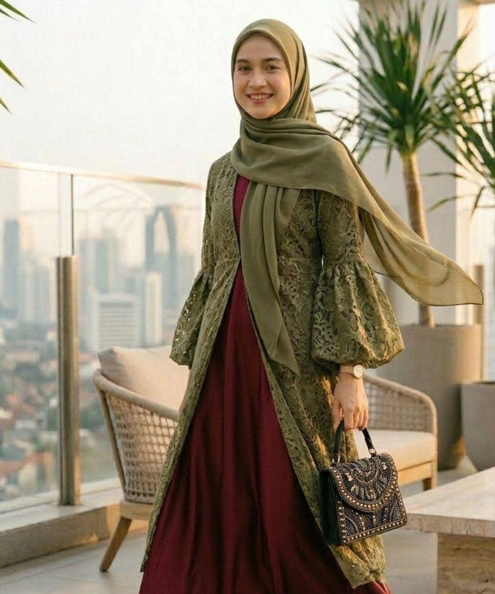 Cara Padu Padan Gamis burgundy agar Bisa Dipakai Kembali  