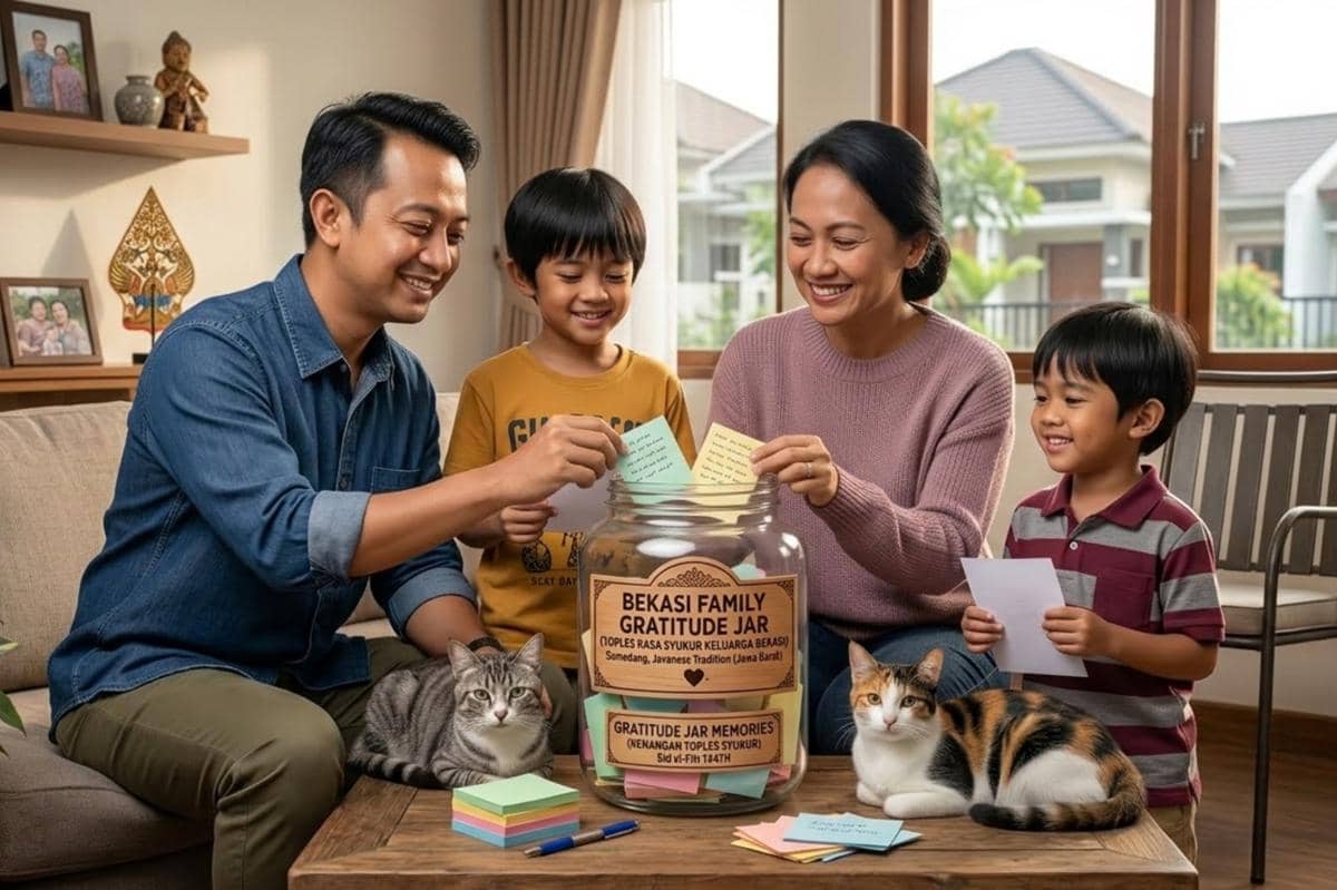 anak mengisi toples dengan tulisan