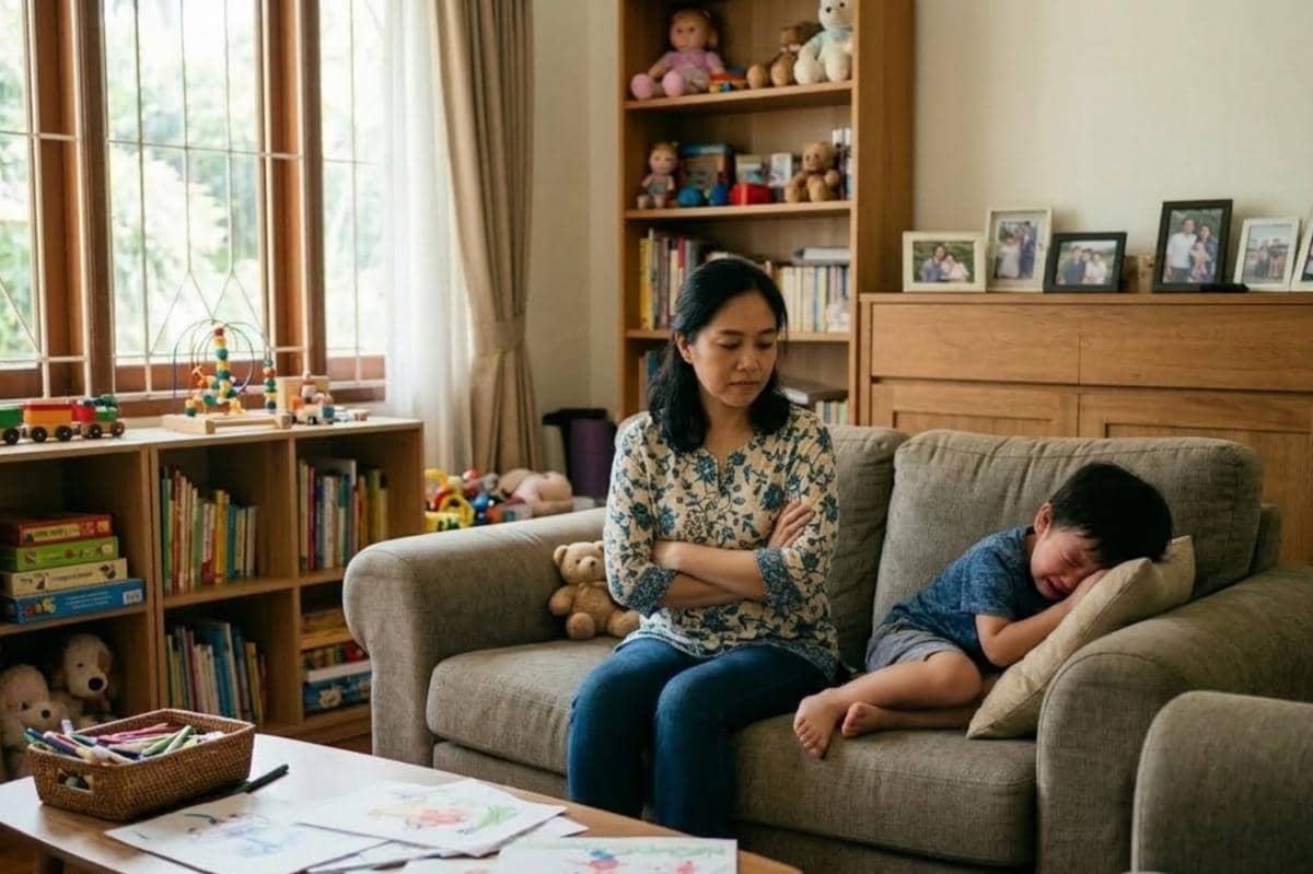 Ilustrasi orangtua sedang menegur dan bicara pada anak