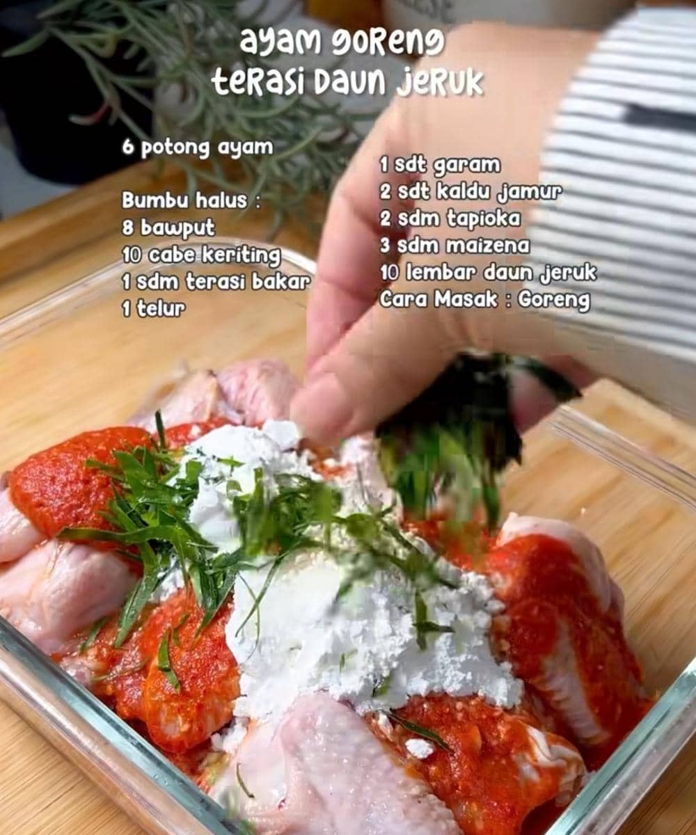 Resep marinasi ayam goreng terasi daun jeruk