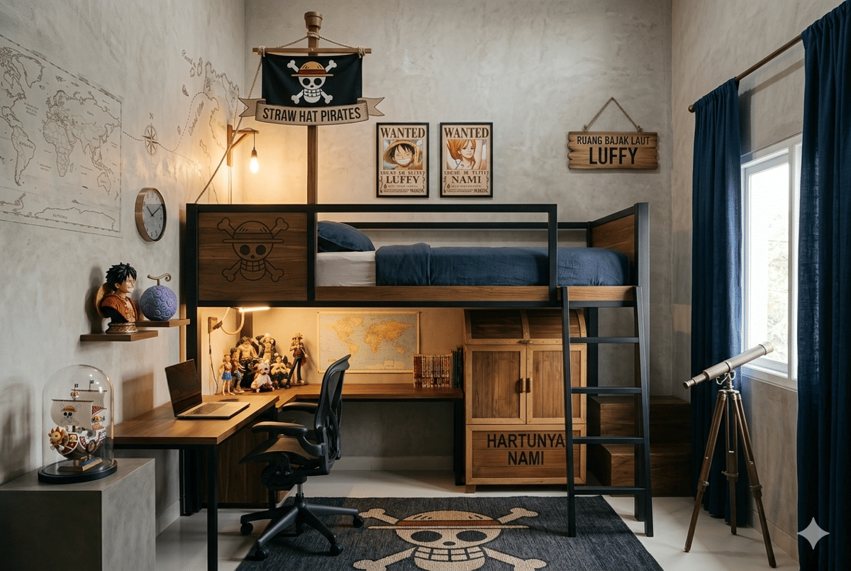 7 Ide Kamar Bertema Bajak Laut ala One Piece, Bisa Jadi Referensi