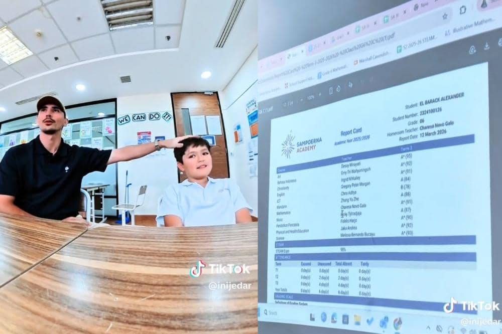 El Barack dan Vincent di saat pengambilan rapor