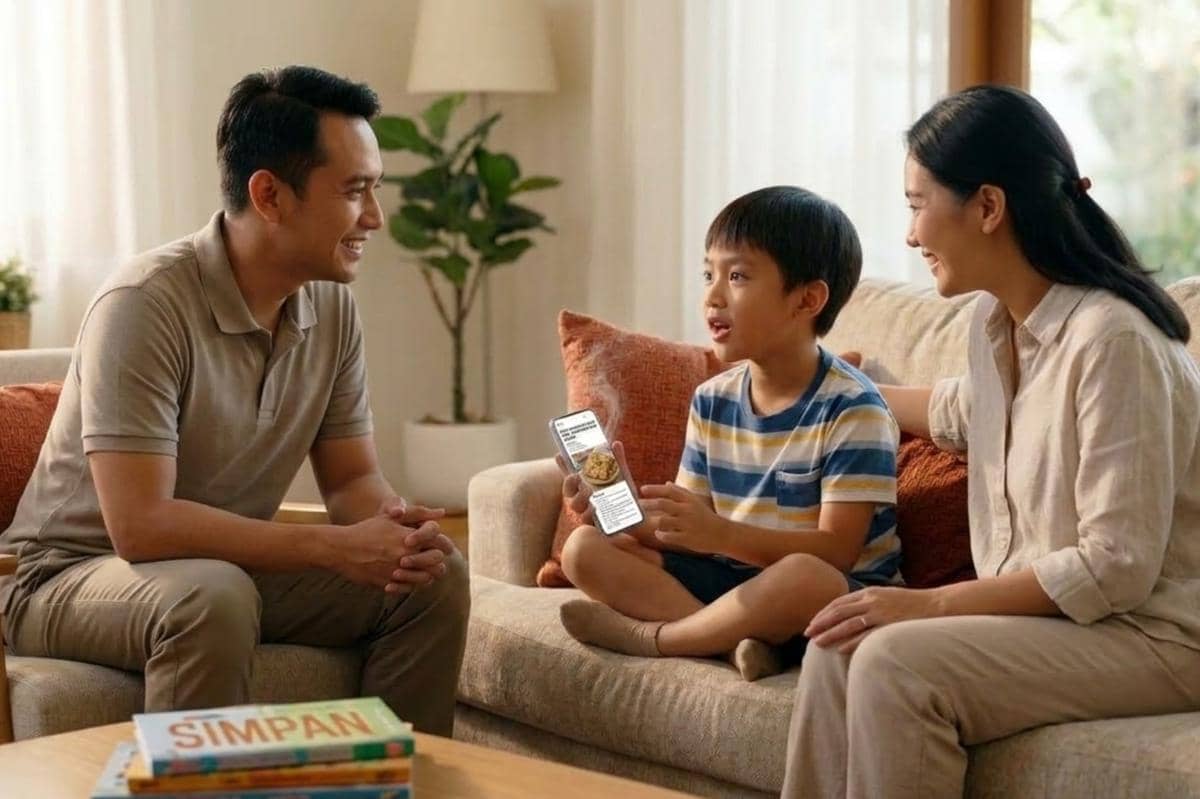 orangtua sedang berbicara bersama anak di rumah