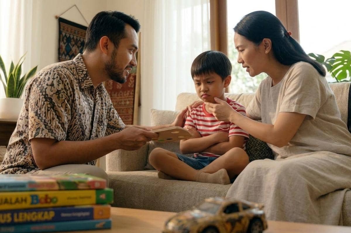 orangtua sedang menasehati anak